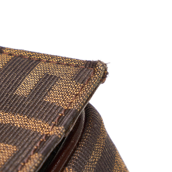 フェンディ ズッカ ハンドバッグ ブラウン キャンバス レザー レディース FENDI 【中古】