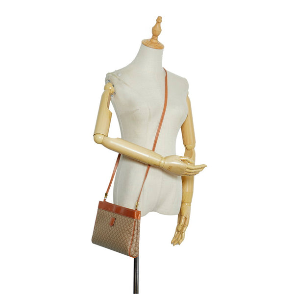 セリーヌ マカダム 斜め掛け ショルダーバッグ ベージュ PVC レザー レディース CELINE 【中古】