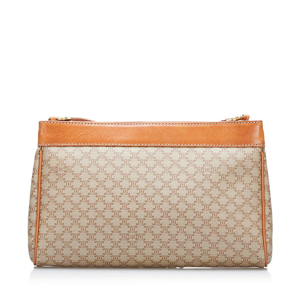 セリーヌ マカダム 斜め掛け ショルダーバッグ ベージュ PVC レザー レディース CELINE 【中古】