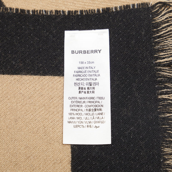 バーバリー ロゴ マフラー ベージュ ブラック ウール レディース BURBERRY 【中古】
