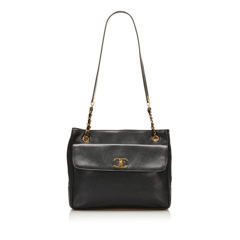 シャネル チェーン トートバッグ ショルダーバッグ ブラック ゴールド キャビアスキン レディース CHANEL 【中古】