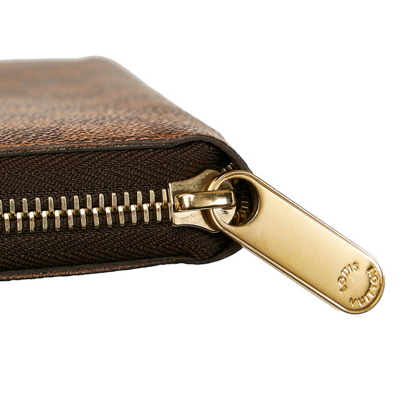 ルイ ヴィトン ダミエ ジッピーウォレット ラウンドファスナー 長財布 N60015 ブラウン PVC レディース LOUIS VUITTON 【中古】