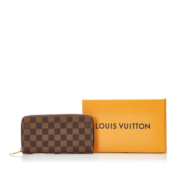 ルイ ヴィトン ダミエ ジッピーウォレット ラウンドファスナー 長財布 N60015 ブラウン PVC レディース LOUIS VUITTON 【中古】