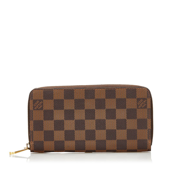 ルイ ヴィトン ダミエ ジッピーウォレット ラウンドファスナー 長財布 N60015 ブラウン PVC レディース LOUIS VUITTON 【中古】