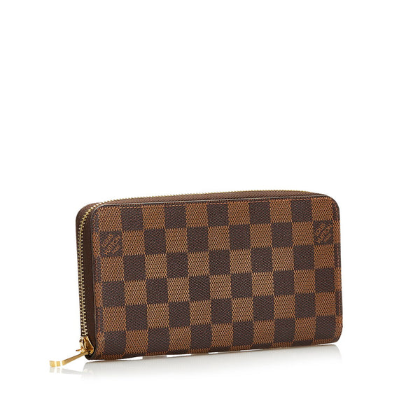 ルイ ヴィトン ダミエ ジッピーウォレット ラウンドファスナー 長財布 N60015 ブラウン PVC レディース LOUIS VUITTON 【中古】