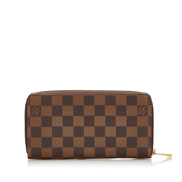 ルイ ヴィトン ダミエ ジッピーウォレット ラウンドファスナー 長財布 N60015 ブラウン PVC レディース LOUIS VUITTON 【中古】