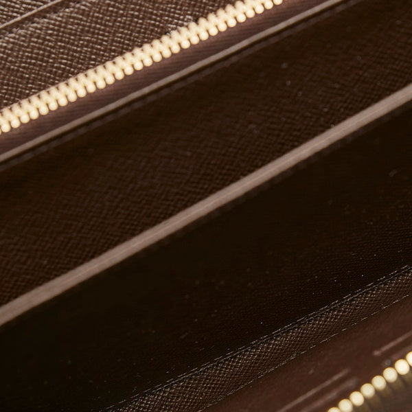 ルイ ヴィトン ダミエ ジッピーウォレット ラウンドファスナー 長財布 N60015 ブラウン PVC レディース LOUIS VUITTON 【中古】