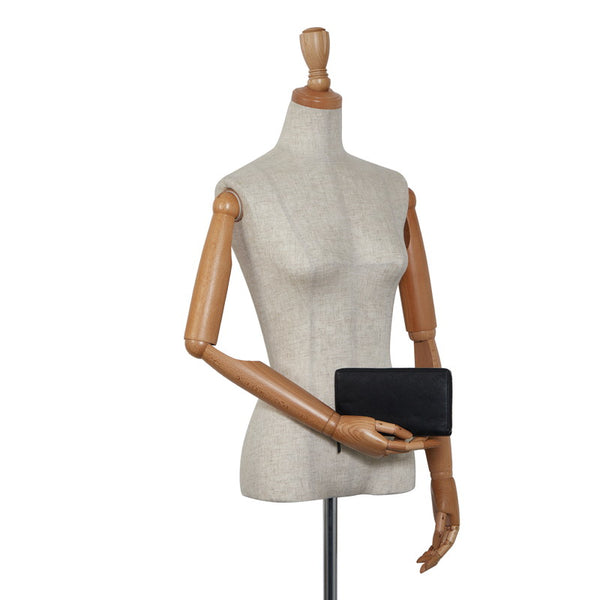 バレンシアガ パンチングロゴ ラウンドファスナー 長財布 594317 ブラック レザー レディース BALENCIAGA 【中古】