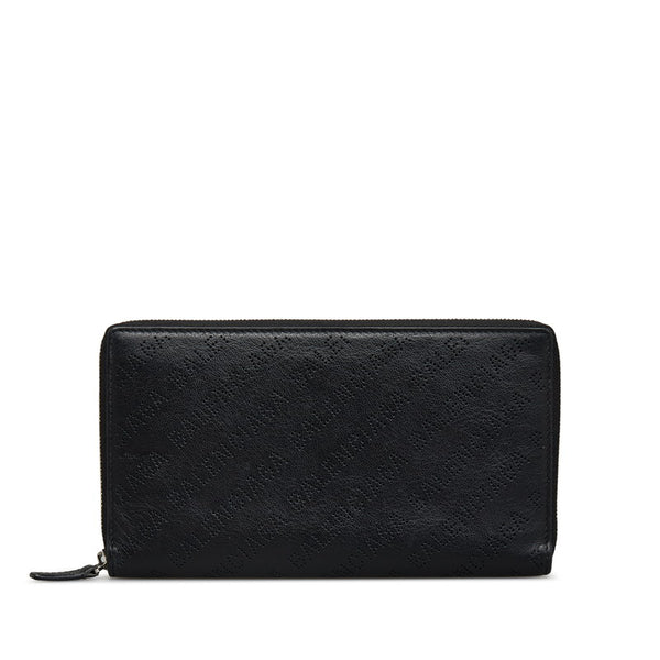 バレンシアガ パンチングロゴ ラウンドファスナー 長財布 594317 ブラック レザー レディース BALENCIAGA 【中古】