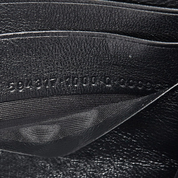 バレンシアガ パンチングロゴ ラウンドファスナー 長財布 594317 ブラック レザー レディース BALENCIAGA 【中古】