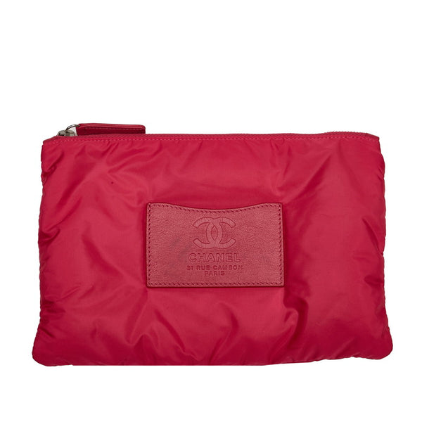 シャネル ナイロンマトラッセ  ココマーク チェーン ショルダーバッグ ピンク ナイロン レザー レディース CHANEL 【中古】