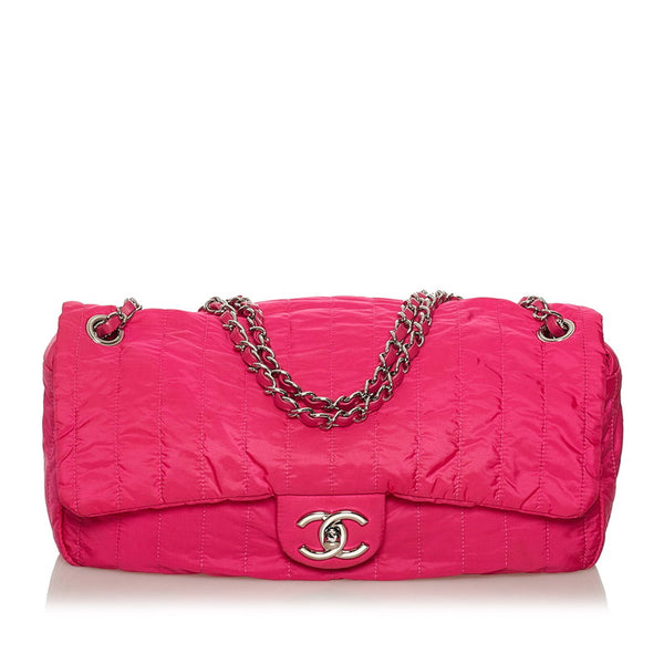 シャネル ナイロンマトラッセ  ココマーク チェーン ショルダーバッグ ピンク ナイロン レザー レディース CHANEL 【中古】