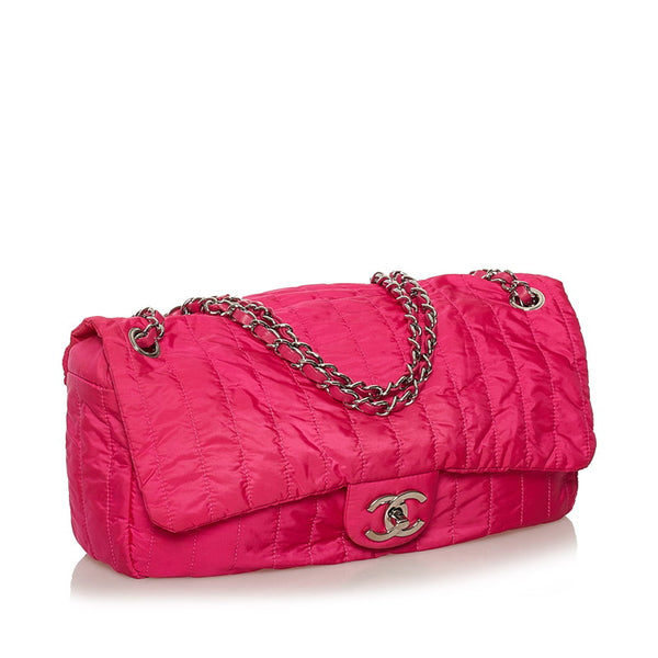 シャネル ナイロンマトラッセ  ココマーク チェーン ショルダーバッグ ピンク ナイロン レザー レディース CHANEL 【中古】