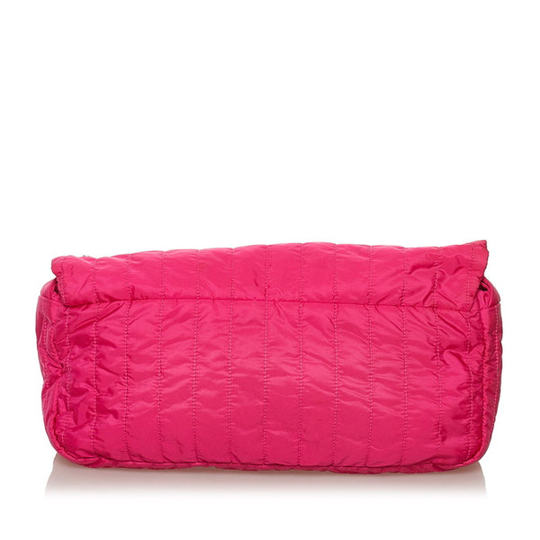 シャネル ナイロンマトラッセ  ココマーク チェーン ショルダーバッグ ピンク ナイロン レザー レディース CHANEL 【中古】