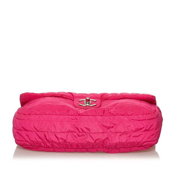 シャネル ナイロンマトラッセ  ココマーク チェーン ショルダーバッグ ピンク ナイロン レザー レディース CHANEL 【中古】