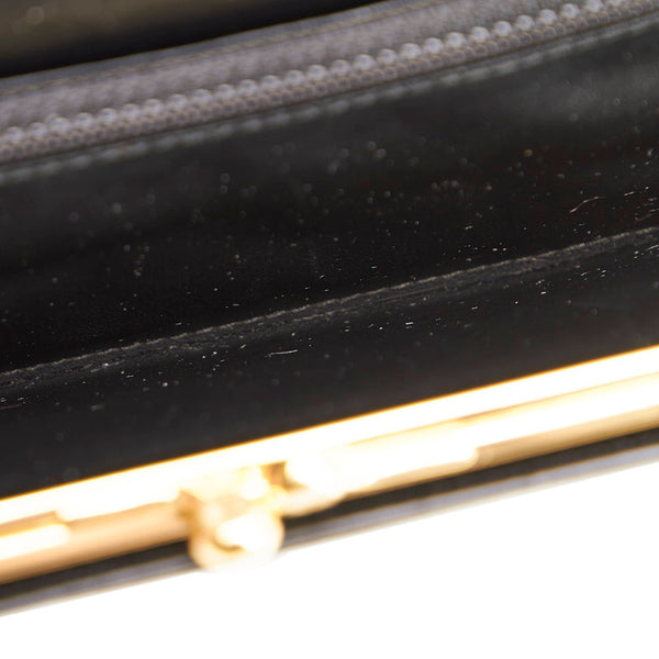 セリーヌ マカダム ブラック ブラウン PVC レザー 長財布 レディース CELINE 【中古】