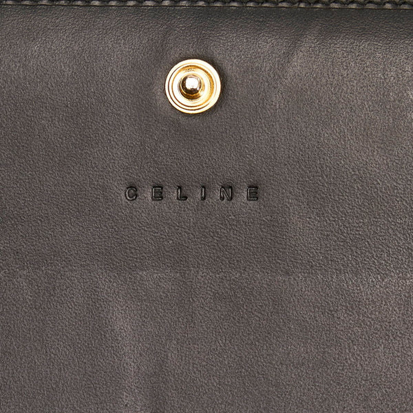セリーヌ マカダム ブラック ブラウン PVC レザー 長財布 レディース CELINE 【中古】