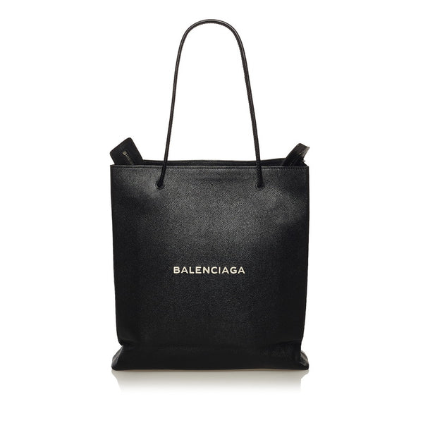 バレンシアガ ノースサウス ショッピングバッグ M トートバッグ 482545 ブラック レザー レディース BALENCIAGA 【中古】