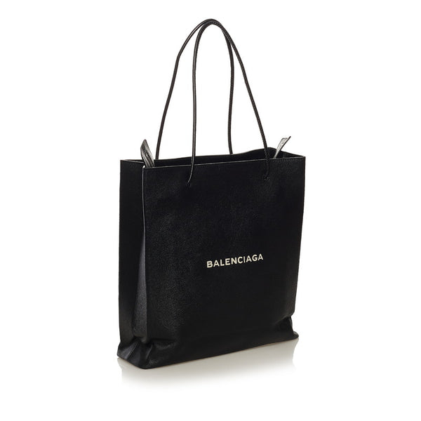 バレンシアガ ノースサウス ショッピングバッグ M トートバッグ 482545 ブラック レザー レディース BALENCIAGA 【中古】