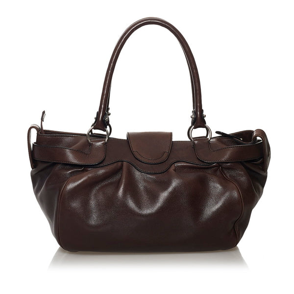 サルヴァトーレフェラガモ ガンチーニ ハンドバッグ AB-21 A050 ブラウン レザー レディース Salvatore Ferragamo 【中古】