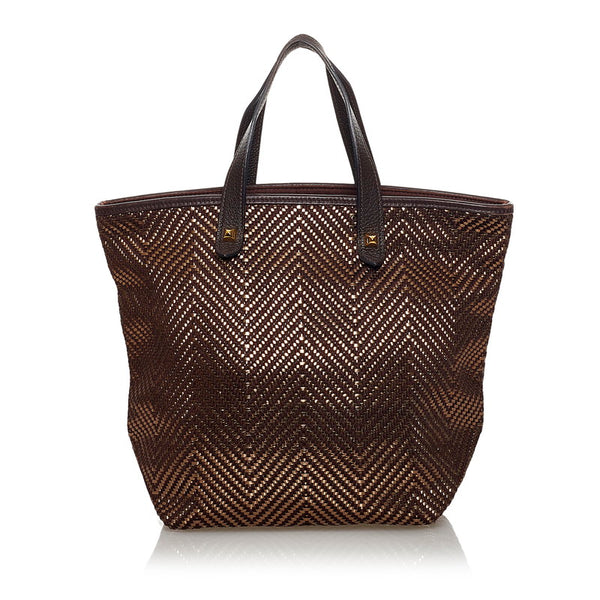 エルメス カバ チェンナイ ハンドバッグ ブラウン ゴールド レザー ポリエステル レディース HERMES 【中古】