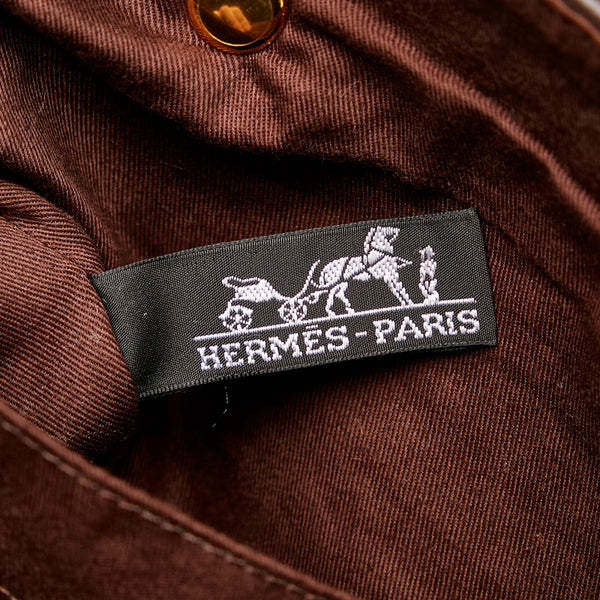 エルメス カバ チェンナイ ハンドバッグ ブラウン ゴールド レザー ポリエステル レディース HERMES 【中古】