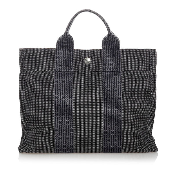 エルメス エールライン ハンドバッグ グレー キャンバス レディース HERMES 【中古】