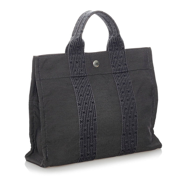 エルメス エールライン ハンドバッグ グレー キャンバス レディース HERMES 【中古】