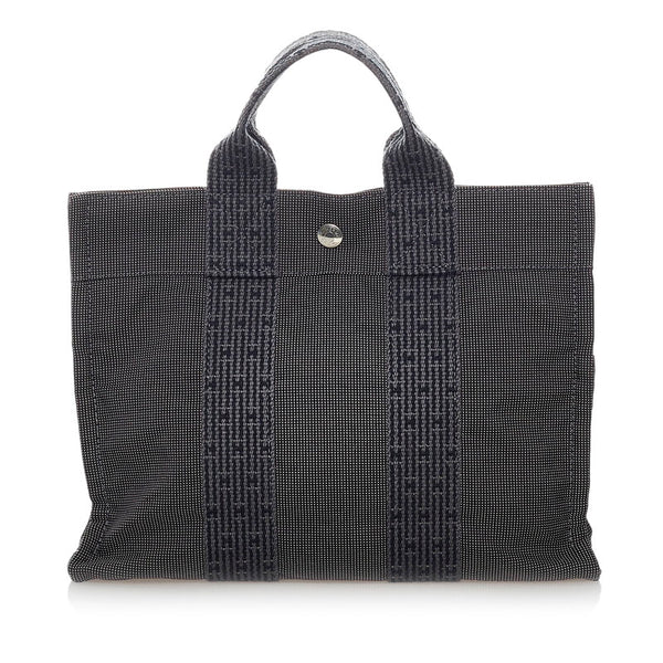 エルメス エールライン ハンドバッグ グレー キャンバス レディース HERMES 【中古】