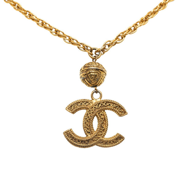 シャネル ヴィンテージ ココボール スイング ココマーク チェーン ネックレス ゴールド メッキ レディース CHANEL 【中古】