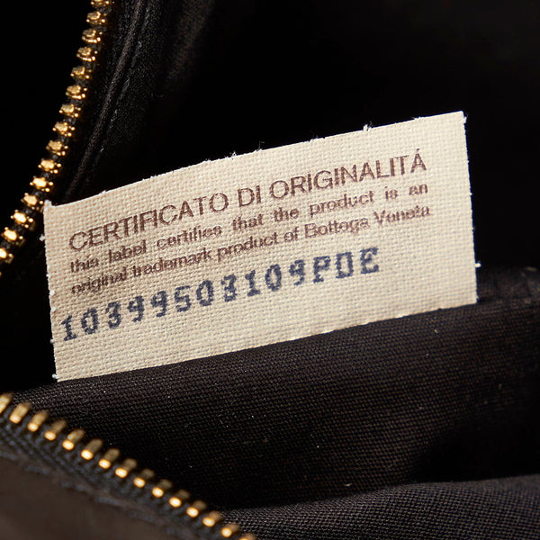 ボッテガヴェネタ イントレチャート ショルダーバッグ ベージュ ブラック キャンバス レザー レディース BOTTEGAVENETA 【中古】