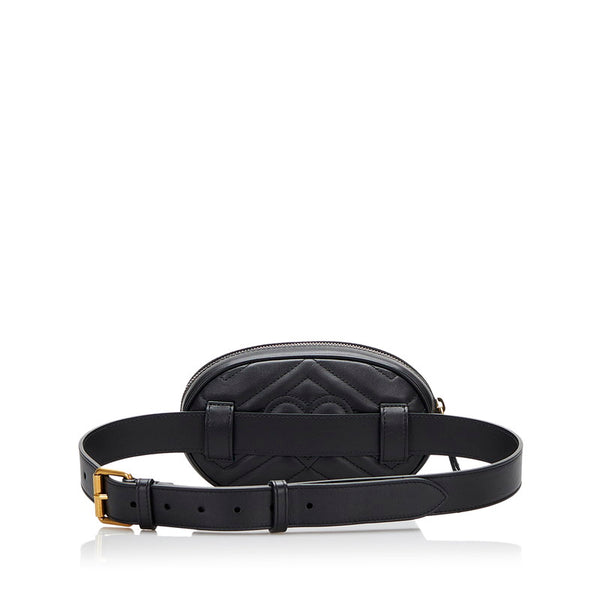 グッチ GGマーモント  ウエストバッグ ボディバッグ ショルダーバッグ 476434 ブラック レザー レディース GUCCI 【中古】