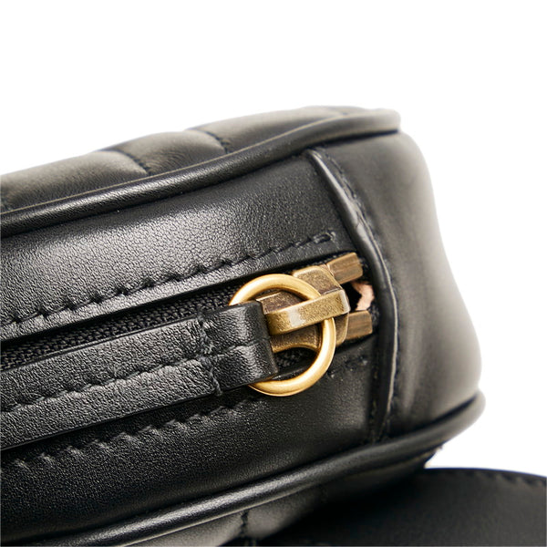 グッチ GGマーモント  ウエストバッグ ボディバッグ ショルダーバッグ 476434 ブラック レザー レディース GUCCI 【中古】