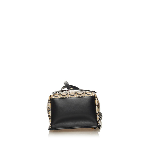 サルヴァトーレフェラガモ ガンチーニ リュック バックパック FZ-21　H987 ベージュ ブラック PVC レザー レディース Salvatore Ferragamo 【中古】