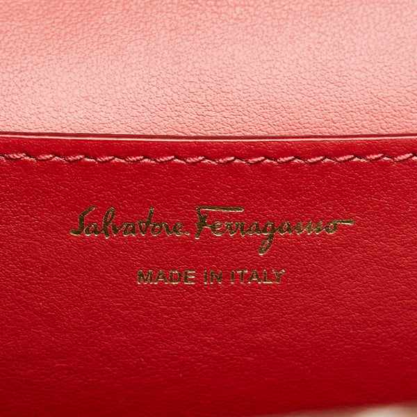 サルヴァトーレフェラガモ ガンチーニ リュック バックパック FZ-21　H987 ベージュ ブラック PVC レザー レディース Salvatore Ferragamo 【中古】