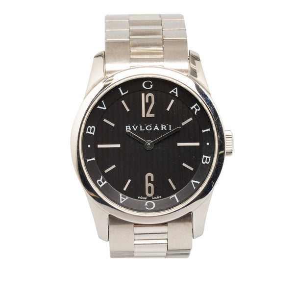 ブルガリ ソロテンポ 腕時計 ST37S クオーツ ブラック文字盤 ステンレススチール メンズ BVLGARI 【中古】