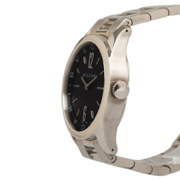 ブルガリ ソロテンポ 腕時計 ST37S クオーツ ブラック文字盤 ステンレススチール メンズ BVLGARI 【中古】