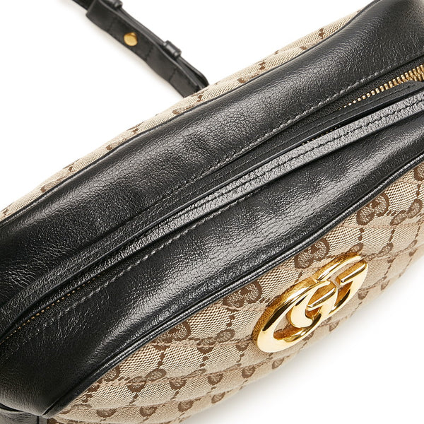 グッチ GGマーモント GGキャンバス 斜め掛け チェーン ショルダーバッグ 447632 ベージュ ブラック キャンバス レザー レディース GUCCI 【中古】