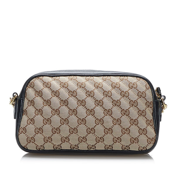 グッチ GGマーモント GGキャンバス 斜め掛け チェーン ショルダーバッグ 447632 ベージュ ブラック キャンバス レザー レディース GUCCI 【中古】