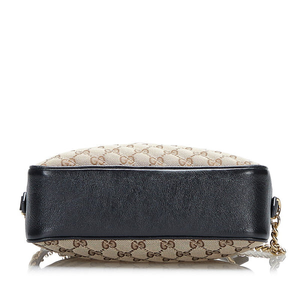 グッチ GGマーモント GGキャンバス 斜め掛け チェーン ショルダーバッグ 447632 ベージュ ブラック キャンバス レザー レディース GUCCI 【中古】