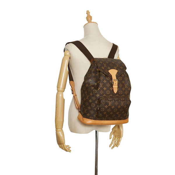 ルイ ヴィトン モノグラム モンスリ GM リュック バックパック M51135 ブラウン PVC レザー レディース LOUIS VUITTON 【中古】