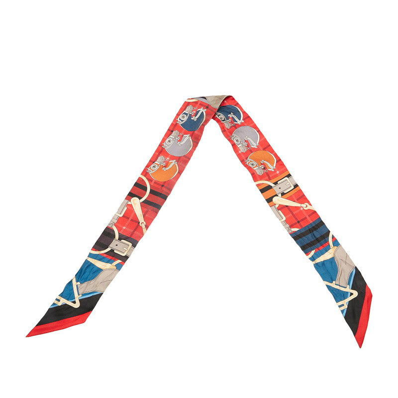 エルメス ツイリー スカーフ レッド シルク レディース HERMES 【中古】