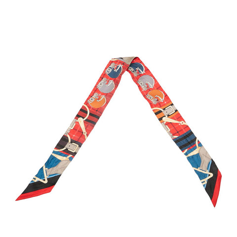 エルメス ツイリー スカーフ レッド シルク レディース HERMES 【中古】