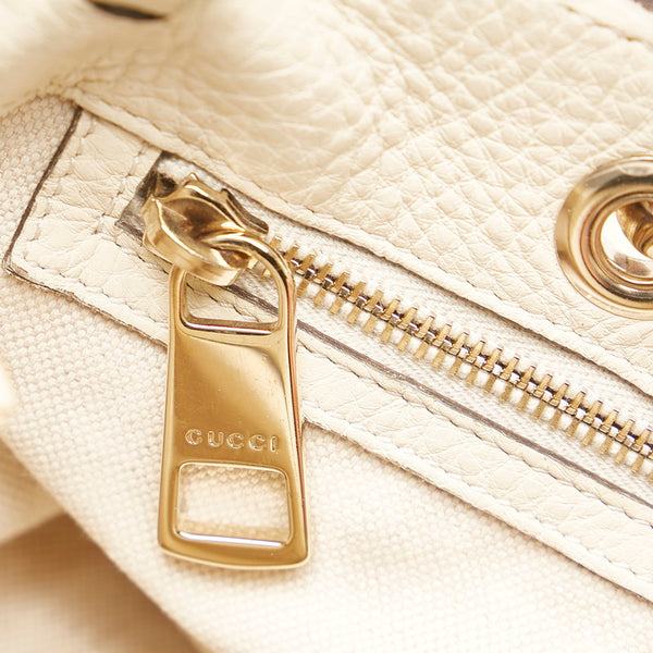 グッチ バンブー ショッパー ハンドバッグ ショルダーバッグ 2WAY 323660 オフホワイト レザー レディース GUCCI 【中古】