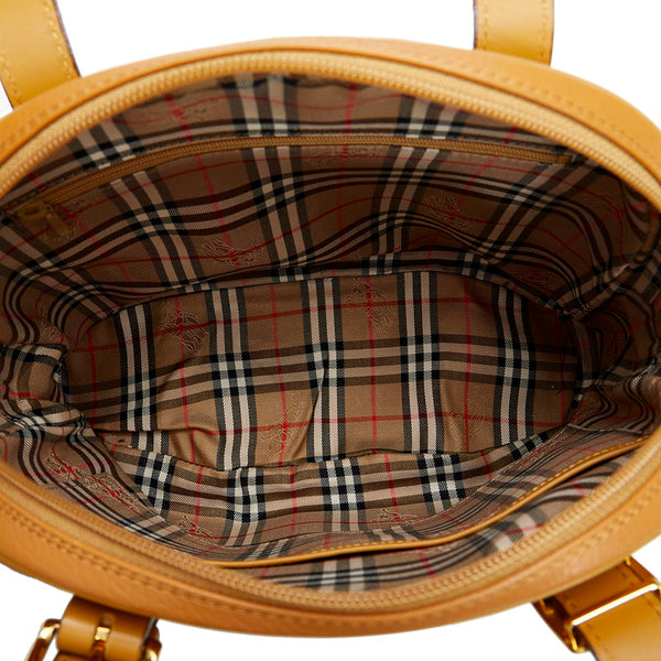 バーバリー ノバチェック シャドーホース ハンドバッグ ショルダーバッグ ブラウン レザー レディース BURBERRY 【中古】