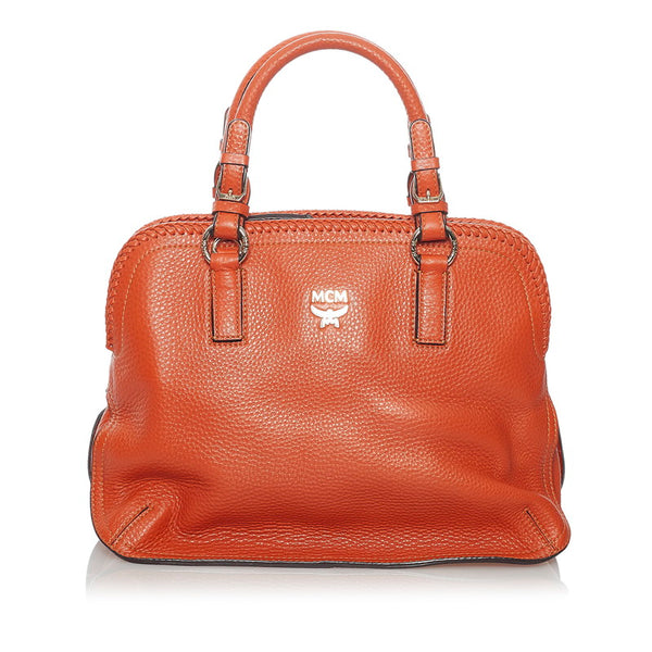 エム シー エム オレンジ レザー ハンドバッグ ショルダーバッグ 2way レディース MCM 【中古】