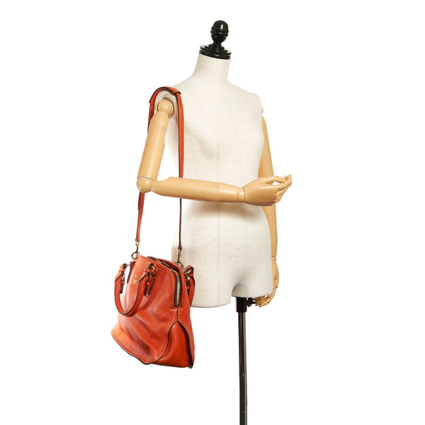 エム シー エム オレンジ レザー ハンドバッグ ショルダーバッグ 2way レディース MCM 【中古】