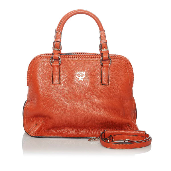 エム シー エム オレンジ レザー ハンドバッグ ショルダーバッグ 2way レディース MCM 【中古】