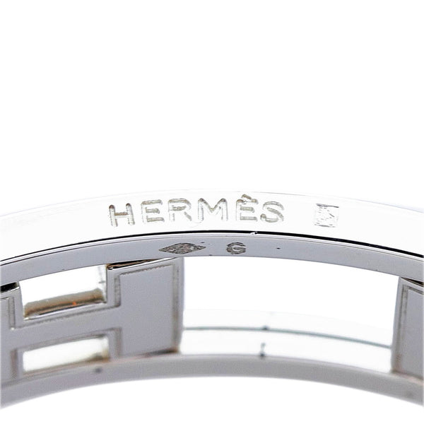 エルメス ロンドアッシュ H リバーシブル バングル ブレスレット シルバー ブルー メタル エナメル レディース HERMES 【中古】