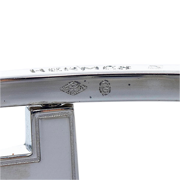 エルメス ロンドアッシュ H リバーシブル バングル ブレスレット シルバー ブルー メタル エナメル レディース HERMES 【中古】